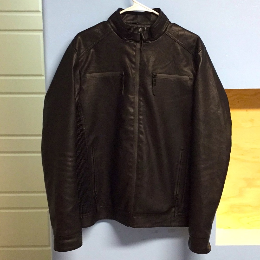 Fried denim leather jacket